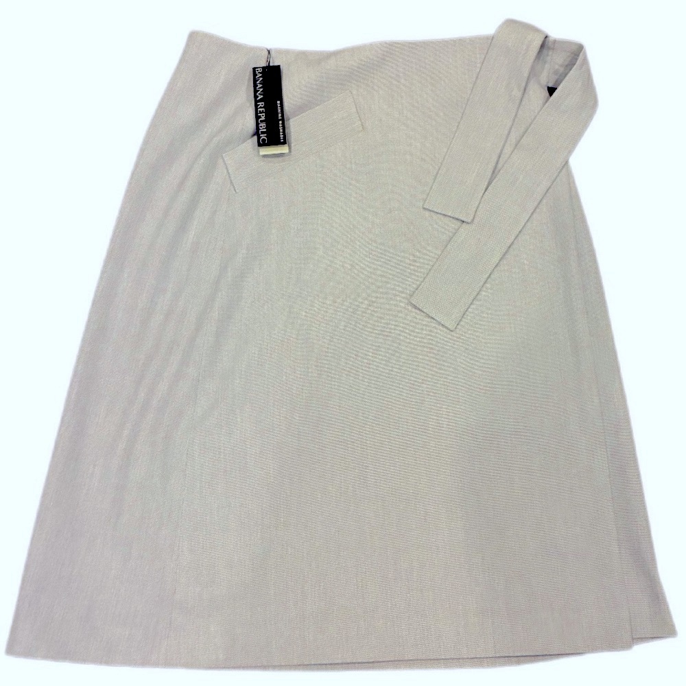 Banana Republic Wrap Light Gray A-Line Skirt NWT